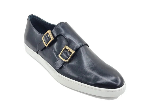 Men's Double Monk Strap Leather Sneaker – Smart Casual Hybrid
