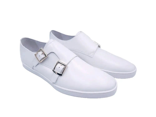 Men's Double Monk Strap Leather Sneaker â€“ Smart Casual Hybrid