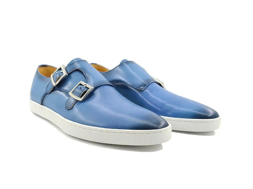 Men's Double Monk Strap Leather Sneaker â€“ Smart Casual Hybrid