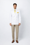 Elegant Men’s Double Breasted Blazer in White | Classic Fit Suit Jacket