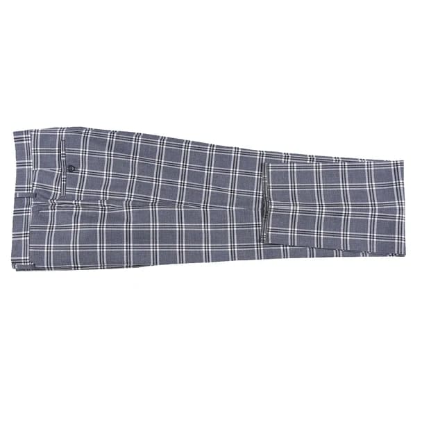Stretch Performance Double Breasted Grey Plaid Slim Fit Suit