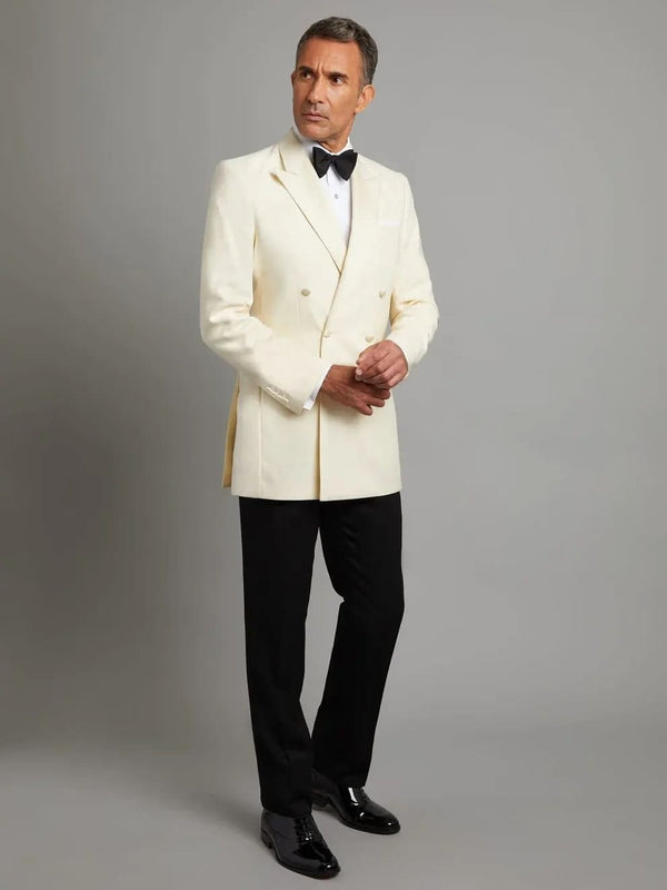 Ivory Double Breasted Tuxedo Dinner Jacket - Cream Dinner - Off White