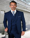 Cobalt Blue Suit - Men's Designer Modern Fit Double Breasted Vest Wool Sapphire Blue Wedding Suit