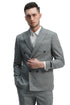 Mens Slim Fit Double Breasted Summer Sharkskin Suit in Mint Green