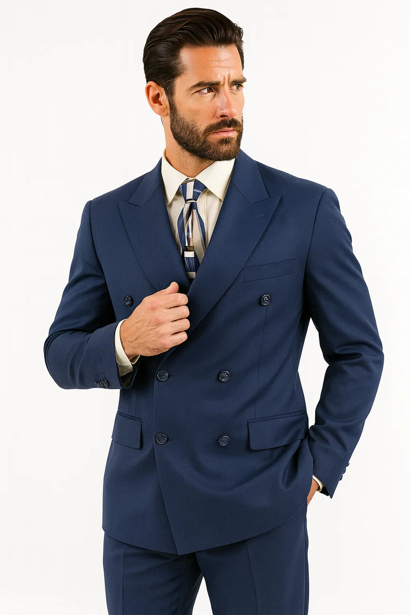 Double Breasted Suit in Blue