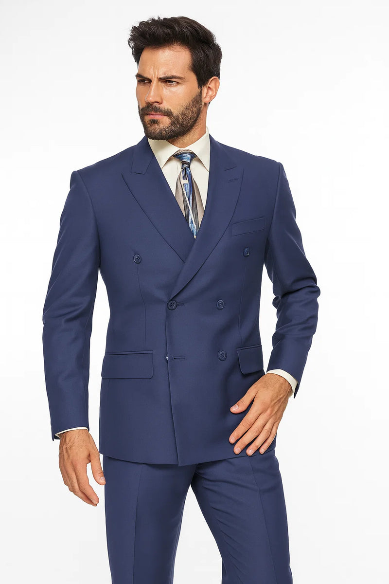 Double Breasted Suit in Blue