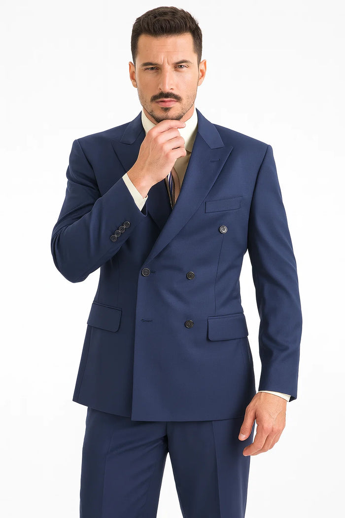 Double Breasted Suit in Blue