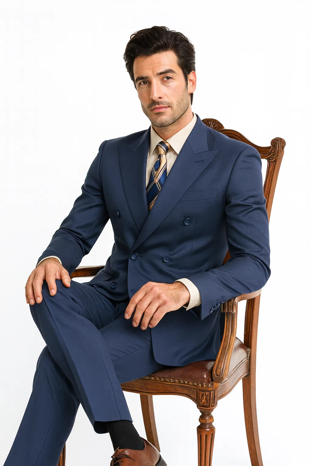 Double Breasted Suit in Blue