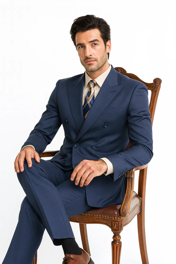 Double Breasted Suit in Blue