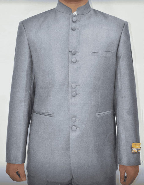 Mens Dr. Evil Austin Powers Grey Mandarin Suit