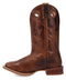 Laredo Dream Weaver women's boot. Tall brown leather shaft with pointed toe, smooth finish. Features decorative woven embroidery. Brown sole with slight heel and pull tabs.
