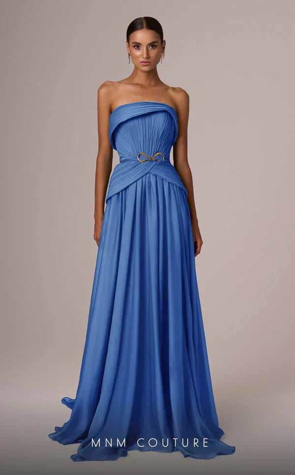 MNM Couture E0082 Beige Off-Shoulder Gown, Open Back