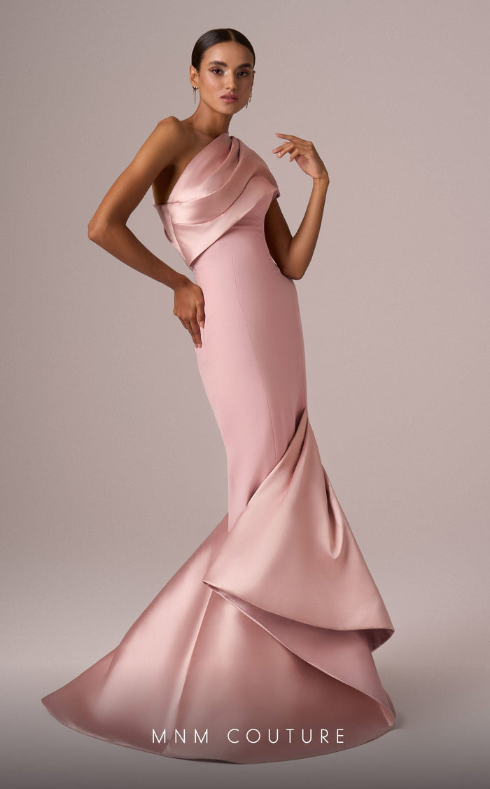 MNM Couture E0083 One-Shoulder Mermaid Gown in Pink
