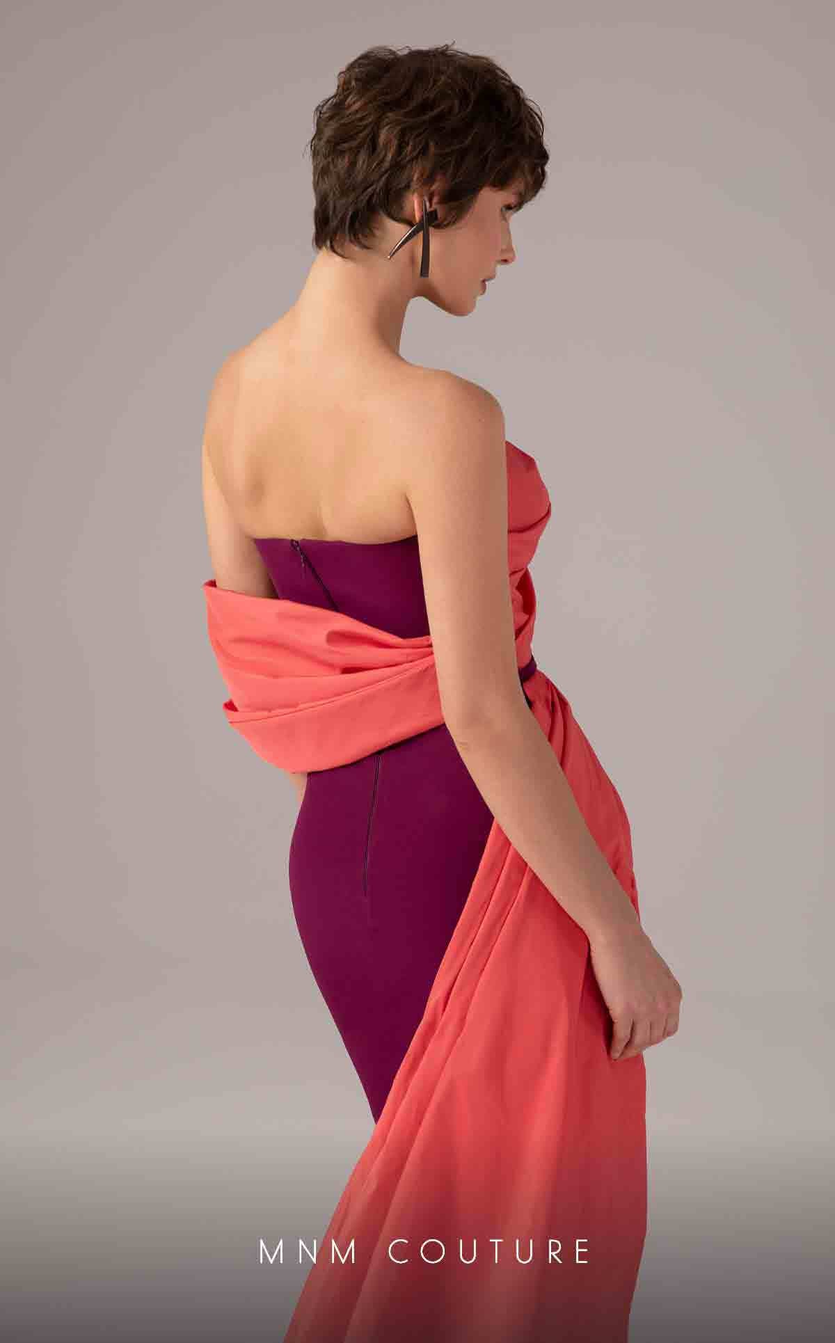 MNM Couture E0091 Off-Shoulder Strapless Purple Gown