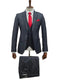 Mens Giovanni Testi Charcoal 3 Piece Suit   – 2 Button Closure, Classic Notch Lapel, Flex Waist Pants
