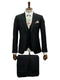 Mens Giovanni Testi 3 Piece Suit in Black – Notch Lapel 2 Button Jacket with Side Vents & Comfort Flex Waist Pants