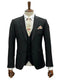 Mens Giovanni Testi 3 Piece Suit in Black – Notch Lapel 2 Button Jacket with Side Vents & Comfort Flex Waist Pants