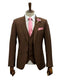 Mens Giovanni Testi Brown Suit Set – 2 Button Notch Lapel Blazer with Pick Stitching & Comfort Waist Pants