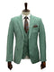 Mens Giovanni Testi Mint 3 Piece Suit – Modern Fit 2 Button Notch Lapel with Pick Stitching & Flex Waist Pants