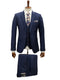 Mens Giovanni Testi Navy 3 Piece Suit – Modern Fit 2 Button Notch Lapel, Side Vents, Flex Waist Trousers