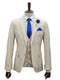 Mens Giovanni Testi Sand 3 Piece Suit – Formal 2 Button Blazer, Vest & Comfort Flex Waist Trousers