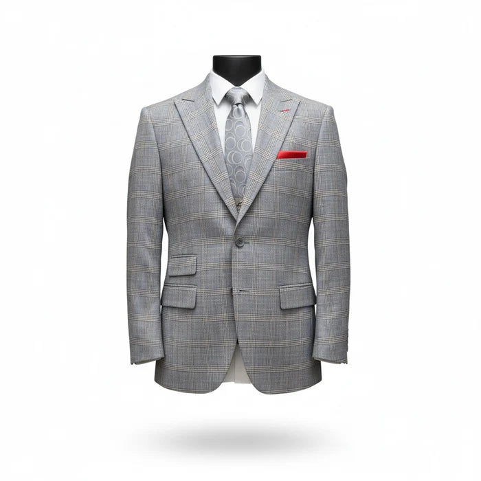 Men’s Double Breasted Suit in Camel, Bronze & Charcoal – Regular Fit Formal Suit with Flat Front Pants