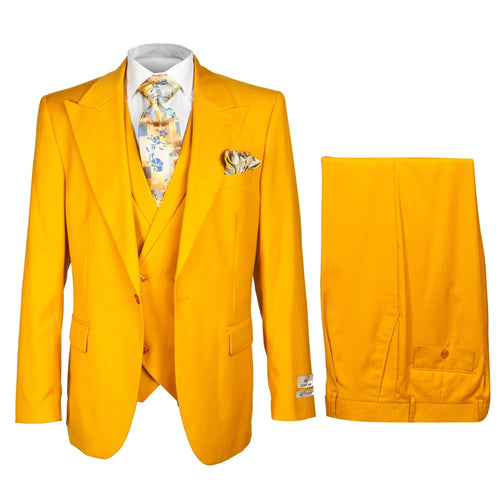 Rossi Man ELI RM103 â€“ Modern Fit 3-Piece Menâ€™s Suit in Bold Yellow
