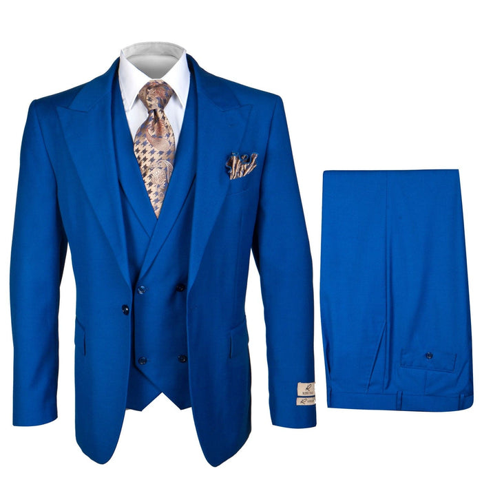 Royal Blue 3-Piece Suit - Rossi Man ELI RM110 Slim Fit Mens Formalwear