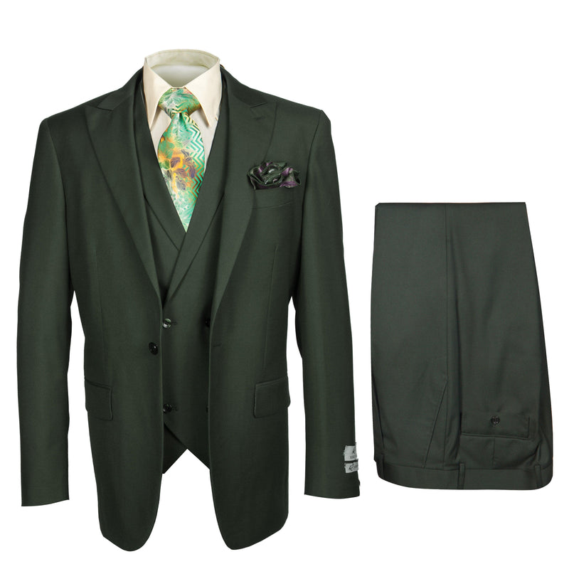 Rossi Man ELI RM117 - Classic 3-Piece Mens Suit in Hunter Green