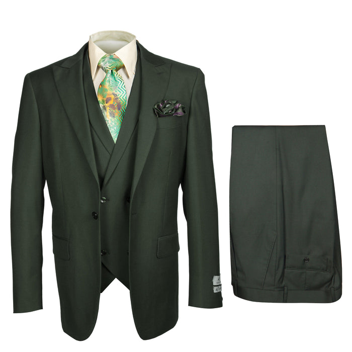 Rossi Man ELI RM117 - Classic 3-Piece Mens Suit in Hunter Green