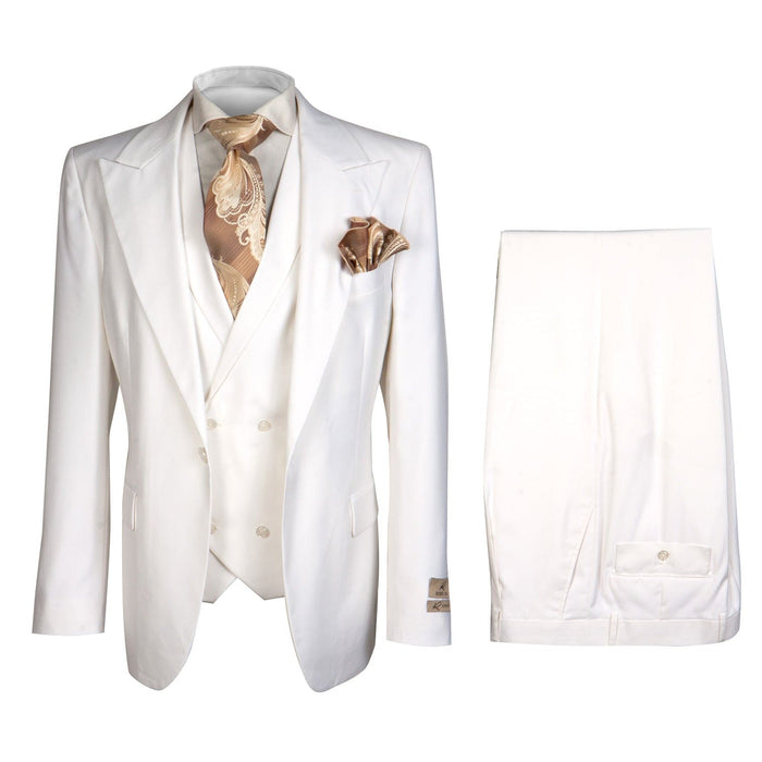 Tailored Mens Suit in Winter White - Rossi Man ELI RM202 Formal 3-Piece Set