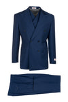 Tiglio Italian Suit - Real Wool Fabric Super 150's EST French Blue, Wide Leg Suit & Vest in Color Blue