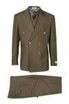 Tiglio Italian Suit - Real Wool Fabric Super 150's EST Olive, Wide Leg Suit & Vest in Color Olive