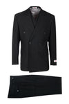 Tiglio Italian Suit - Real Wool Fabric Super 150's EST Black, Double Breast  Wide Leg Suit & Vest in Color Black