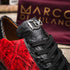 Marco Di Milano Saulo Men's Shoes Black & Red Exotic Ostich / Alligator Casual Sneakers