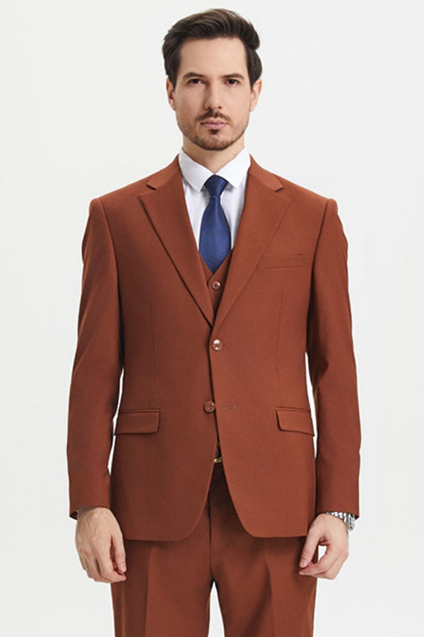 "Mens Stacy Adams Suit - Stacy Adams Suit Men's Designer Suit - Two Button Vested in Brown"