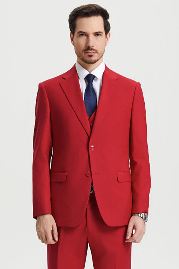 Mens Stacy Adams Suit - Stacy Adams Suit Men's Designer Suit - Two Button Vested in Red