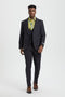 Mens Stacy Adams Suit - Stacy Adams Suit Men's Designer Suit - Charcoal, One Button Peak Lapel with Vest