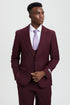 Mens Stacy Adams Suit - Stacy Adams Suit Men's Designer Suit - Burgundy, Vested One Button Peak Lapel