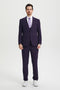 Men's Vested One Button Peak Lapel Stacy Adams Designer Suit in Eggplant