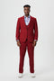 Mens Stacy Adams Suit - Stacy Adams Suit Men's Designer Suit - Cherry Red, One Button Peak Lapel with Vest