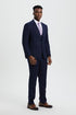 "Mens Stacy Adams Suit - Stacy Adams Suit Men's Designer Suit - Navy Blue, One Button Peak Lapel with Vest"