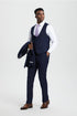 "Mens Stacy Adams Suit - Stacy Adams Suit Men's Designer Suit - Navy Blue, One Button Peak Lapel with Vest"