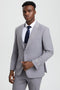 Mens Stacy Adams Suit - Stacy Adams Suit Men's Designer Suit - Light Grey, Vested One Button Peak Lapel