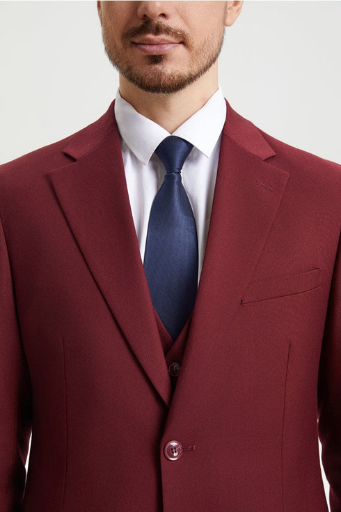 "Mens Stacy Adams Suit - Stacy Adams Suit Men's Designer Suit - Two Button Vested in Burgundy"