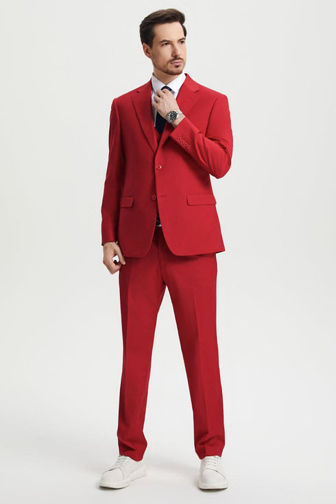 Mens Stacy Adams Suit - Stacy Adams Suit Men's Designer Suit - Two Button Vested in Red