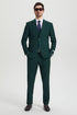 "Mens Stacy Adams Suit - Stacy Adams Suit Men's Designer Suit - Two Button Vested in Hunter Green"