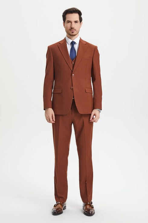 Mens Stacy Adams Suit - Stacy Adams Suit Men's Designer Suit - Two Button Vested in Brown