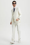 Men's Two Button Vested Stacy Adams Basic Designer Suit in Ivory Off White