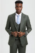 Mens Stacy Adams Suit - Stacy Adams Suit Men's Sharkskin Suit - Olive Green, Two Button Vested Design